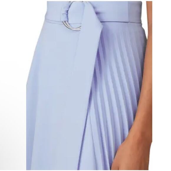 Nissa Belted Flare A Line Pleated Midi Dress Size 4 Light Blue - Picture 11 of 11